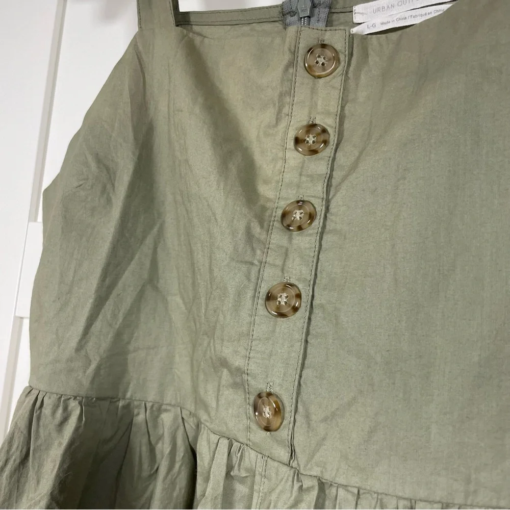 Urban Outfitters Olive Button-Front Cotton Romper - Picture 3 of 15